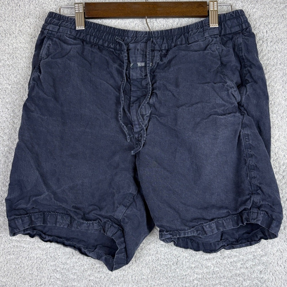 Closed 100% Linen Shorts Mens 31 Navy Drawstring Italian Fabric Casual Summer